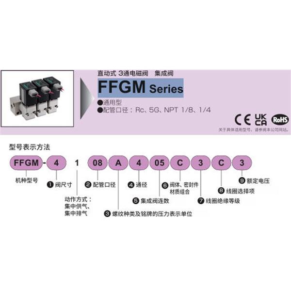 CKD喜開理多種流體直動式3通電磁閥集成閥FFGM-3100ES02A3A1