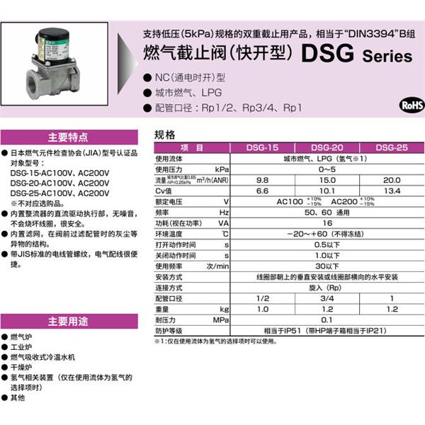 CKD喜開理氣體遮蔽閥（快開型）DSG-15-3MH2-AC100V