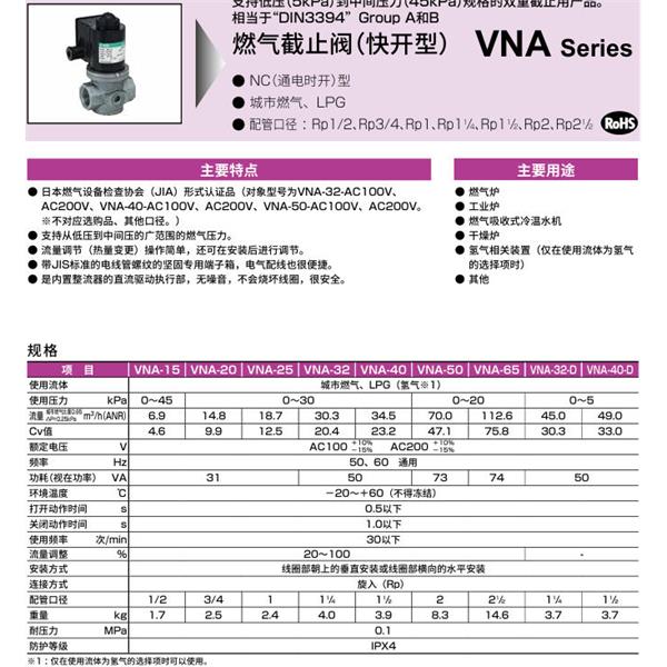 CKD喜開(kāi)理氣體遮蔽閥（快開(kāi)型）VNA-65-PH2-DC100V