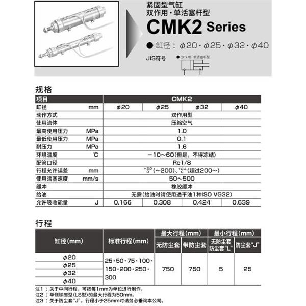 CKD喜開(kāi)理緊固型氣缸CMK2-FB-40-700-B2
