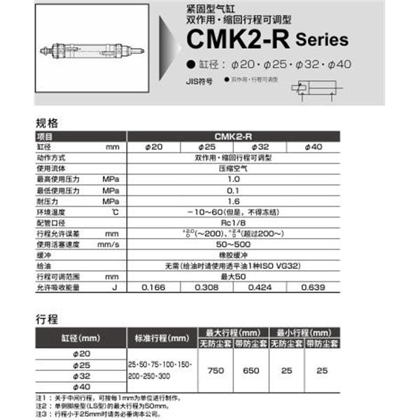 CKD喜開(kāi)理緊固型氣缸CMK2-R-00-32-400-50-F-B2